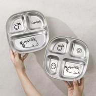 Stainless Steel Divided Food Plate Cartoon Dinner Plate With Spoon 316 Thick Material Stainless Stee