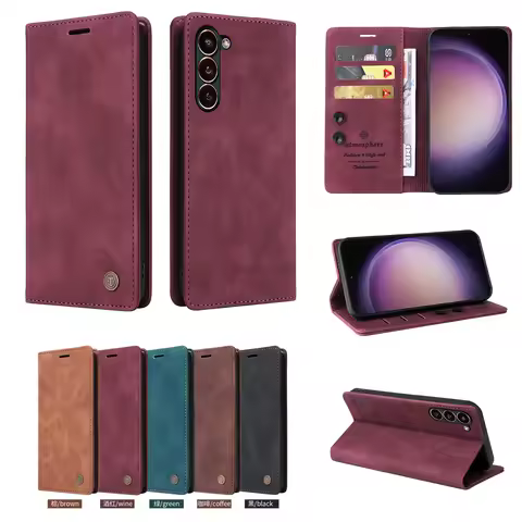 Leather Flip Phone Case For Samsung Galaxy S25 S24 S23 S22 S21 S20 Ultra FE S10 S9 S8 Plus S25 Egde 
