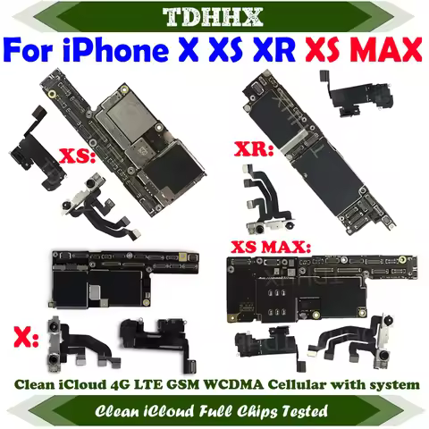 Fully Tested Working Mainboard For iPhone X XR XS/ XS Max With Face ID 64g/256g Cleaned iCloud And U