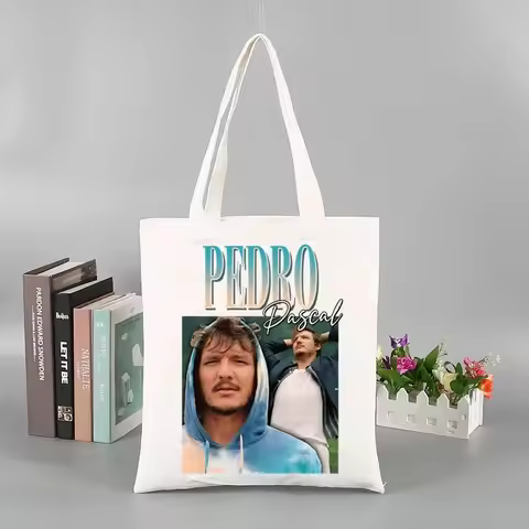 Pedro Pascal My Boy Friend Canvas Fashion Tote Ladies Cosmetic Bag Eco-friendly Large Capacity Porta