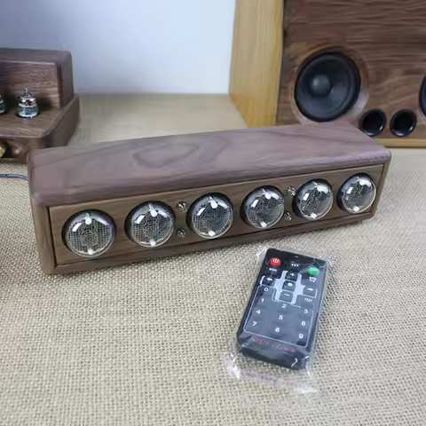 Luxury Wood Nixie Tube Clock Digital Watch Desk Table Clock Light Alarm DIY Retro Glow Tube Clocks B