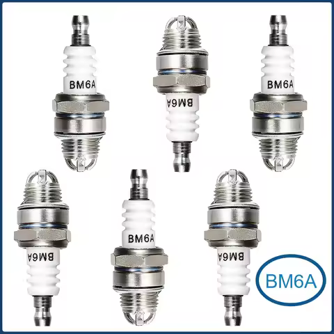 6PCS BM6A Spark Plugs Glow Plug Standard for 2-stroke Logging Saw Chainsaw Lawn Strimmer Garden Powe