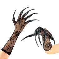 Long Finger Claw Gloves. Black Cat nail rings, scary vampire demon crow Halloween Cosplay costume ac