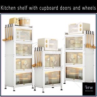 Kitchen Shelf with Cupboard Doors and Wheels/Kitchen Shelf with Wardrobe Doors and Wheels