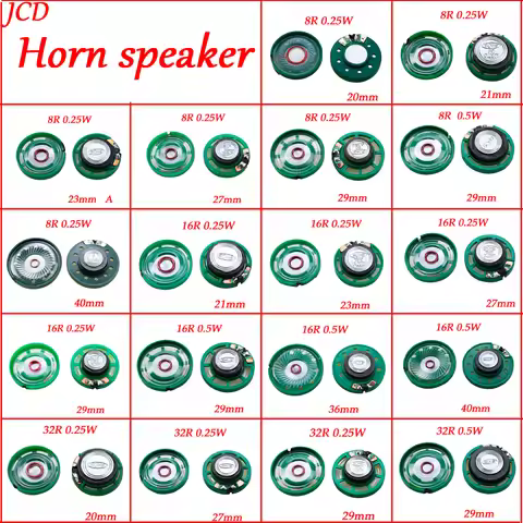 2PCS 8 Ohm 0.25W 0.5W 16 Ohm 32 Ohm Speaker Speaker 8R 16R 32R 20mm 21mm 23mm 27mm 29mm 36mm 40mm Di