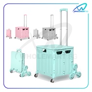 Large 65L Foldable Utility Shopping Cart 360 Rotational Wheel Collapsible Grocery Trolley Cover Fold