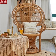 Indonesia Imported Natural Real Rattan Chair Peacock Rattan Chair Leisure Home Net Red High Backrest Rattan Chair Living