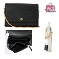 (STOCK CHECK REQUIRED)NEW TORY BURCH EMERSON BLACK SAFFIANO CHAIN WALLET CLUTCH CROSSBODY PURSE BAG 136093