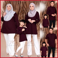 🌹SET FAMILY BURGUNDY🌹Set Sedondon Kurta Ayah &amp; Anak Lelaki Blouse Ibu &amp; Anak Perempuan Set Keluarga Baju PlusSize Dewasa