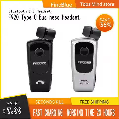 Fineblue F920 Mini Wireless Earphone Retractable Portable Bluetooth Headset Calls Remind Vibration S