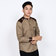 Koko Shirt For Adult Men Long Sleeve Brown Color Batik Combination