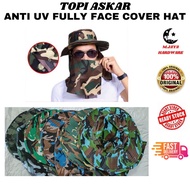 Topi Askar Anti UV Topi Kerja Ladang Panas Topi Penutup Muka Army Hat Full Face Hat Hiking Hat Topi Pancing Kebun Kain