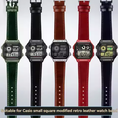 Vintage Leather Watch Strap for Casio AE-1200WH & Retro Series (A159/A158W/F91W) Cowhide Band – Men'