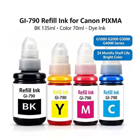 GI-790 Refill Ink Dye Ink for Canon PIXMA G1000 G1010 G2000 G2002 G2010 G3000 G3010 G4000 G4010 Prin