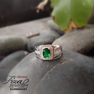 cincin silver lelaki permata hijau, cincin lelaki silver 925 permata hijau, silver 925 men ring emerald green