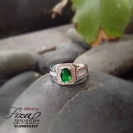 cincin silver lelaki permata hijau, cincin lelaki silver 925 permata hijau, silver 925 men ring emer