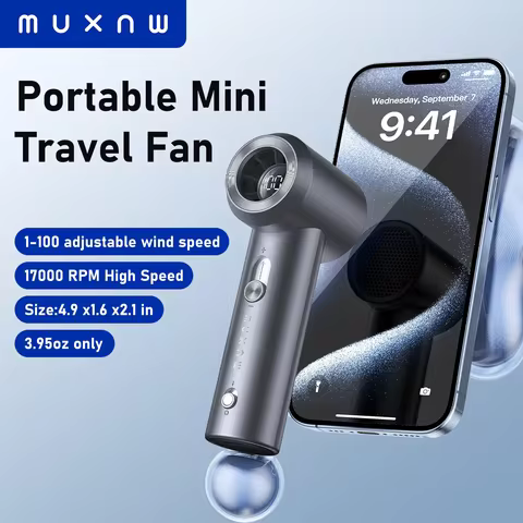 MUXNW Mini Handheld Fan 17000RPM Turbo Fan 100 Speed Settings Digital Display Rechargeable Portable 