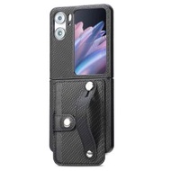 全城熱賣 - 適用於 OPPO Find N2 Flip 腕帶插卡支架手機殼（黑色）