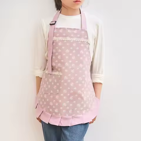 Children's floral aprons girls' household chores kindergarten aprons art paintings baking sleeveless