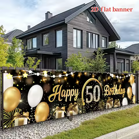 2D planar banner 1 piece 50th birthday banner decoration Happy 50th birthday banner background Celeb