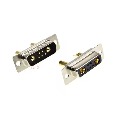 1PCS 7W2 30A Gold plated MALE FEMALE high current CONNECTOR D-SUB adapter solder type 5+2 plug jack 