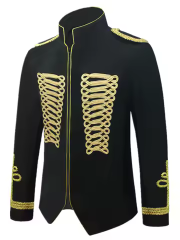 Europe Palace Wedding Banquet Party Men Stand Up Jacquard Collar Jacket Fashion Singer Stage Perform