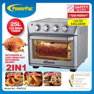 PowerPac 25L Air Fryer Oven With Rotisseries , Air Fryer Basket &amp; Bin 25L (PPAF535)