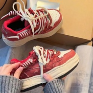 Y2K Women's Red and White Wedge Sole Sneakers Personality Korean Fashion - Nhien Moc Shoes | CCC-1