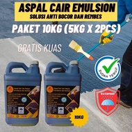 Paket Bundling Aspal Cair 10kg Cat Pelapis Anti Bocor Atap Asbes Seng Rumah Cairan Pelapis Kolam Ika