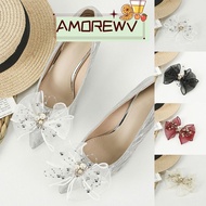 AMOR12WV 1PC Shoes Buckle Accessories, Bow Design Pearl Shoes Decorations, Handmade Shiny DIY Bags/C