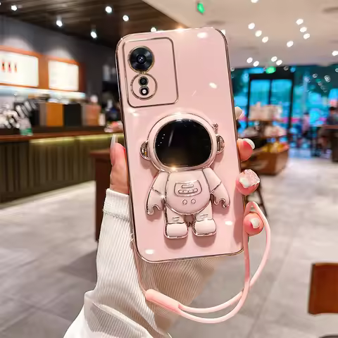 Astronaut Lanyard Case For OPPO A77S A57 5G A15S A53S A74 4G A78 5G A94 5G Reno 10 Pro 7 4G A73 A72 