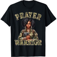 Men's cotton T-shirt Praying Black Woman Afro Christian Sayings Prayer Warrior T-Shirt Fast Shipping