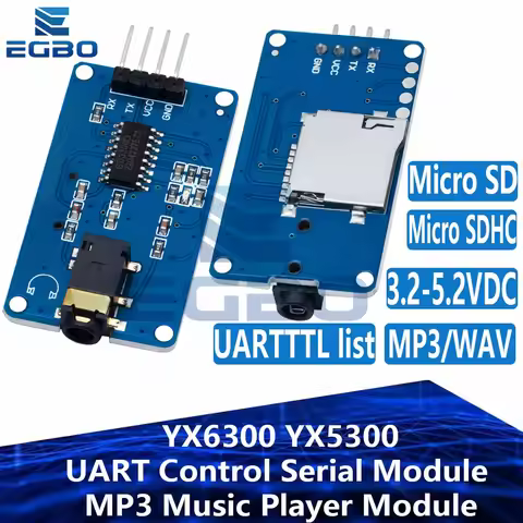 1~10PCS EGBO YX6300 YX5300 UART Control Serial Module MP3 Music Player Module For Arduino/AVR/ARM/PI