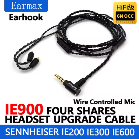 For Sennheiser IE900 IE600 IE300 IE200 Earphones Replaceable 4-Strand 3.5mm Single Crystal Copper Up