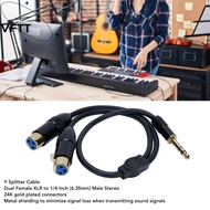 VFTT Dual XLR Female to 1/4in Male, 0.5m / 1.6ft Stereo Audio 6.35mm TRS to 2 XLR Y Splitter Cable, 