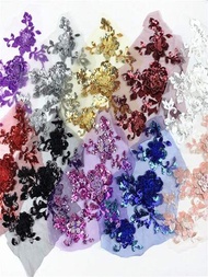1個高端串珠閃片刺繡花邊貼布,用於diy婚紗裙服裝