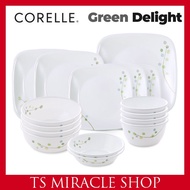 CORELLE KOREA Green Delight Tableware 16p Set for 4 People Korean Type (Square Plate) / Dinnerware / Rice bowl,Soup Bowl popular item