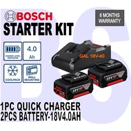 BANSOON BOSCH Starter Kit 18V 4.0Ah 2pcs Battery and 1pc GAL18V-40 Multi-Volt Quick Charger for Li-ion batteries