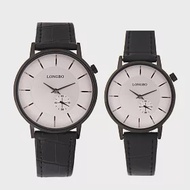 LONGBO龍波 80489簡約文青小秒設計對錶手錶 - 黑框白面 大