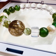 森覺財氣魔鬼髮綠磷灰天然珍珠白水晶獨家設計款療癒財富轉運