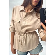 Maji.fashion Beige Drawstring Blouse