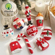 ZILUOLAN Christmas Tree Pendant, Manual Painted Santa Claus Figurine Xmas Tree Hanging Bauble, Snowm