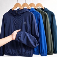 Sun Protection Windbreaker Jacket Lelaki Lightweight UV Jacket Men Outdoor Zip Hoodie Quick Dry Brea