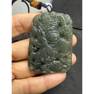 D9910 Natural Hetian Jade Jasper Zhongkui Pendant Necklace