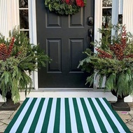 Green &Amp; White Striped Rug, 2'4" X 3'7" Indoor/Outdoor Area Rug For Front Porch, Entryway, Machin