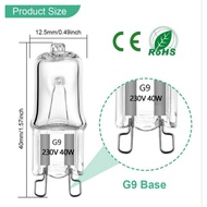 G9 40W 230V 2900K 480LM Dimmable Warm White G9 Halogen Bulb Suitable for oven bulbs, ceiling lamps, 