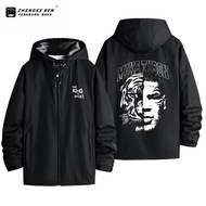 เสื้อแจ็คเก็ตมวยหมากรุกผู้ชาย Mike Tyson ทรงหลวม แขนยาว ปกปิดไหล่ ด้านหน้าเปิดซิป เสื้อผ้ากันฝนแบบสว