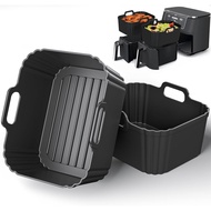 Pelapik Air Fryer Silikon Tebal 10QT Saiz Besar 2 Pek untuk Ninja Foodi Dual Zone DZ550 DZ401 DZ550G