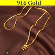 Original 916 Gold Necklace for Women Box Link Chain 18Inch 916 Gold Chain Pearl Couple Necklace Korean Style Gold 24K