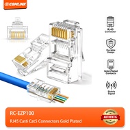 Comlink Cat6 RJ45 Connectors Heavy-Duty Pass-Through Gold-Plating RJ45 Connectors For Ethernet Cable